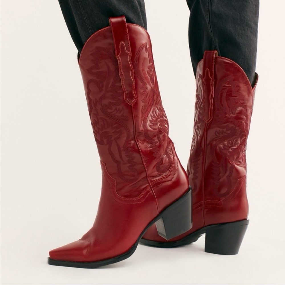 Jeffrey Campbell Dagget Red Heeled Cowboy Boots